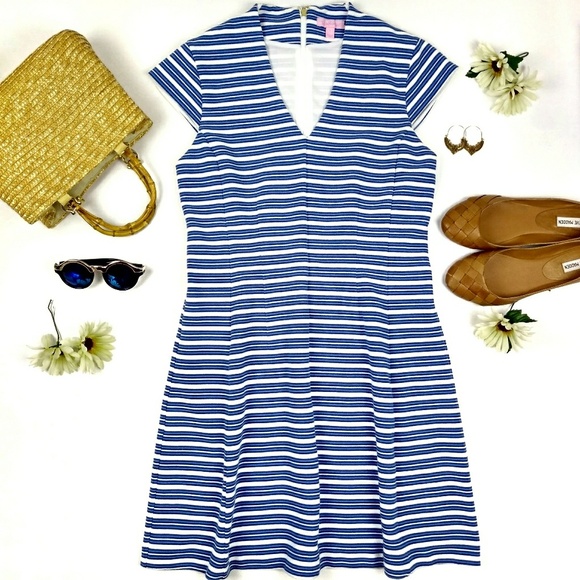 Lilly Pulitzer Dresses & Skirts - Lilly Pulitzer Blue Stripe Fit & Flare Bree Dress